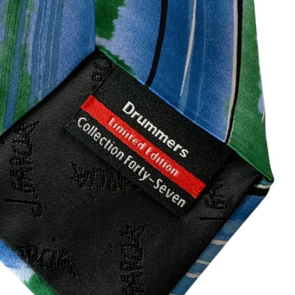J Garcia Tie Drummers Collection 47 Blue Green Silk Artistic Print 2008 - Picture 4 of 5